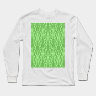 Green seigaiha japanese wave pattern Long Sleeve T-Shirt
